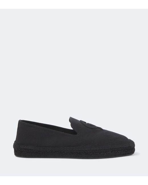 Christian Louboutin Black Emboroidered Canvas Espadrilles for men