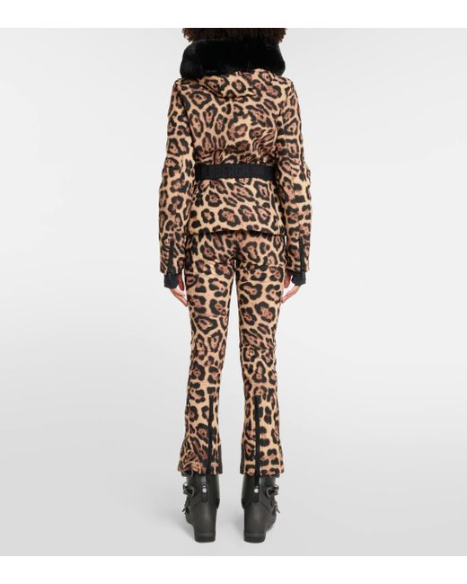 Goldbergh Black Fierce Leopard-print Faux Fur Down Jacket