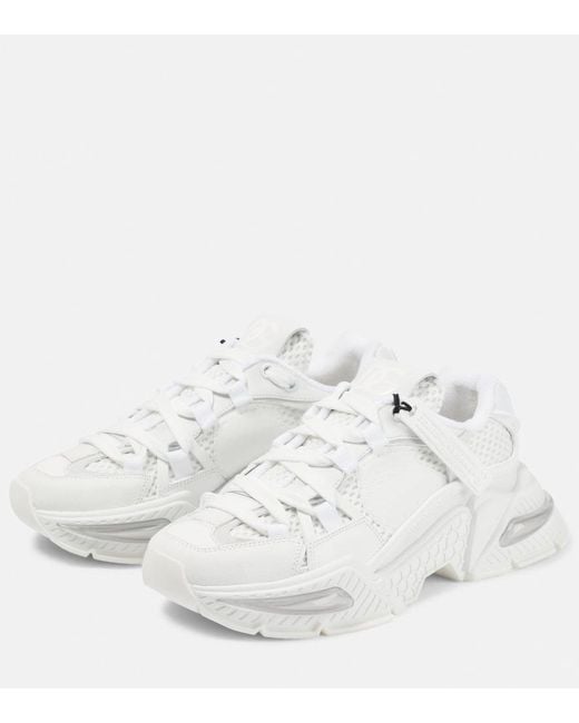 Dolce & Gabbana White 'Airmaster' Calf Leather Blend Sneakers