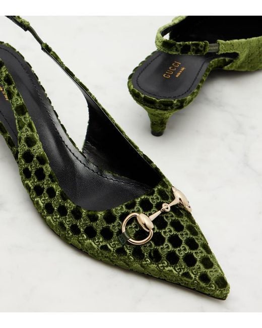 Pumps Slingback Gg Horsebit Erin di Gucci in Green
