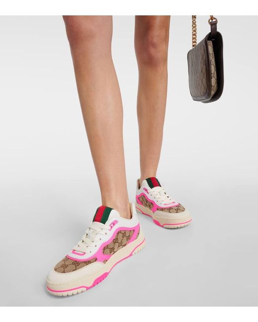 Sneakers Re-Web in pelle di Gucci in Pink