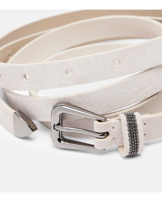 Brunello Cucinelli Natural Monili Suede Belt