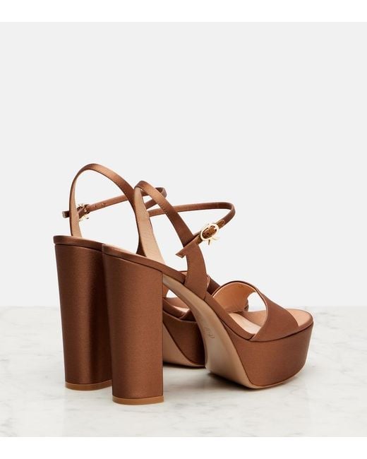 Gianvito Rossi Brown Satin Crepe Platform Sandals
