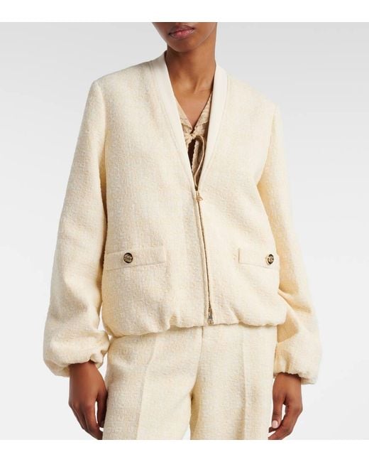 Gucci Natural Checked Cotton-Blend Tweed Jacket