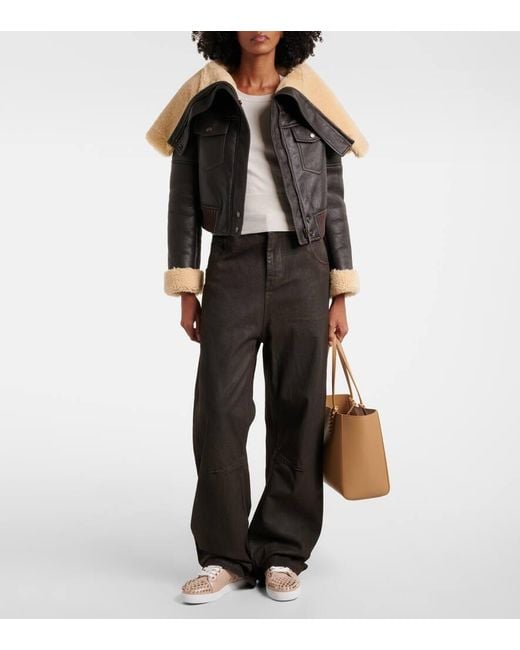 Christian Louboutin Natural Louise Junior Spikes Leather Sneakers