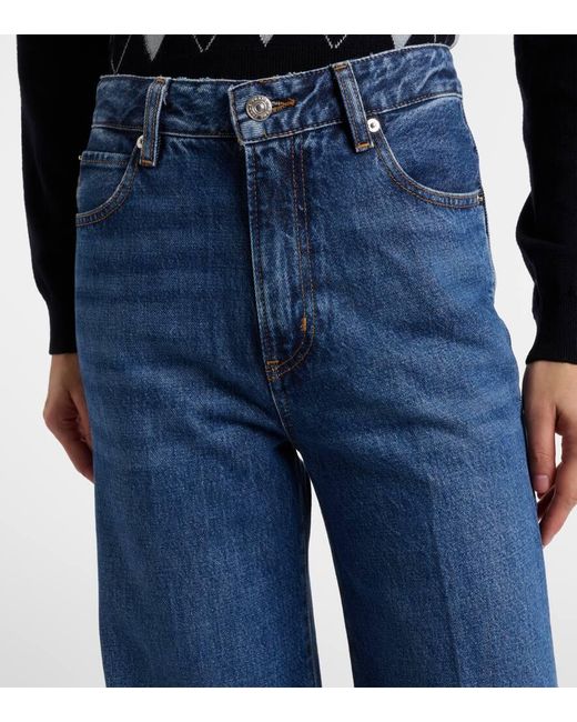 FRAME Blue Slice High-Rise Flared Jeans