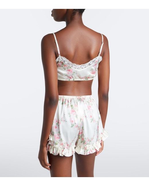 Simone Rocha White Floral Lace-Trimmed Satin Bralette