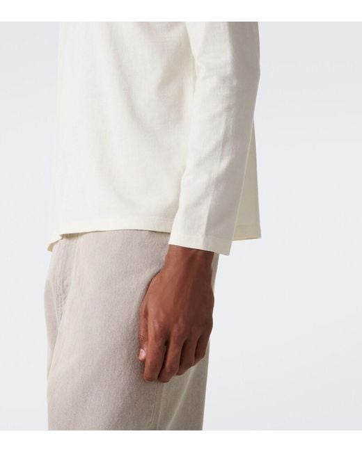 Auralee White Cotton And Cashmere Jersey T-Shirt for men