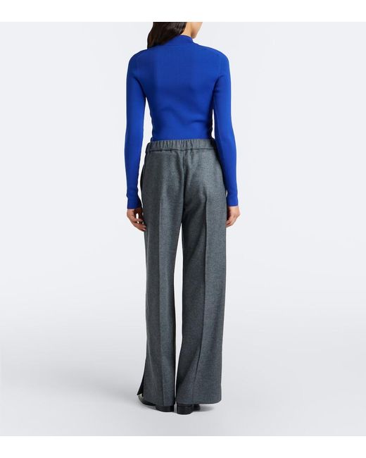 Jil Sander Gray Wool Wide-Leg Pants