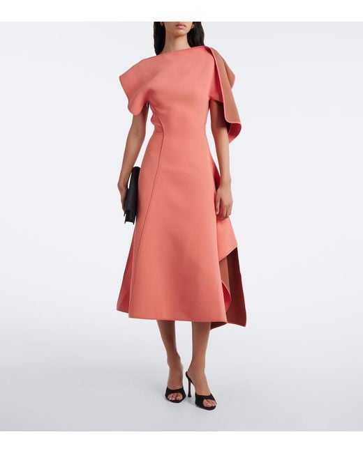 Maticevski Pink Diadem Draped Asymmetric Midi Dress