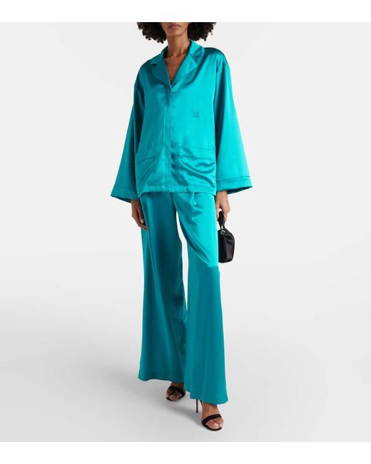 Camicia pigiama Elegante Vasaio in seta di Max Mara in Blue