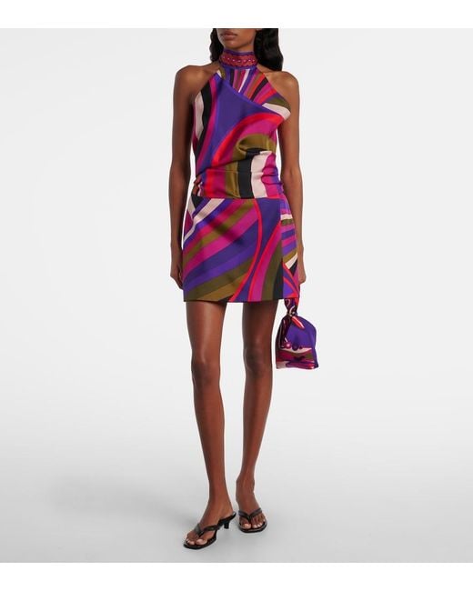 Emilio Pucci Pink Iride Silk Wrap Skirt