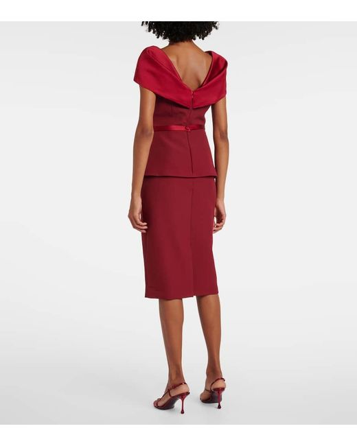 Vestido Midi Rella De Crepe Grueso Safiyaa de color Red