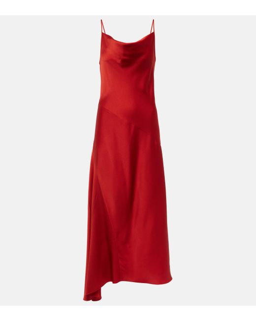 Max Mara Red Netto Satin Slip Dress