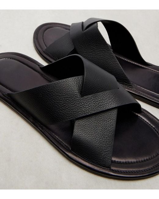 The Row Black Malick Cross Leather Sandals