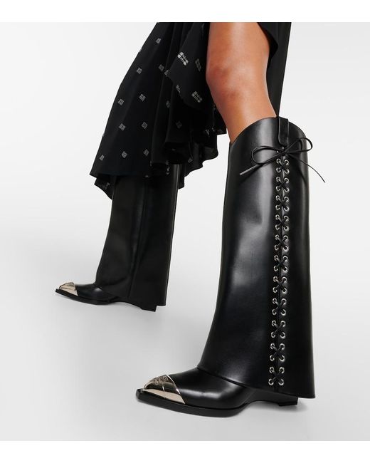Givenchy Shark Lock Cowboy Boots In Corset Style Leather in Black | Lyst