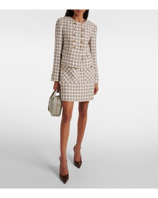 Veronica Beard White Bentley Checked Tweed Jacket