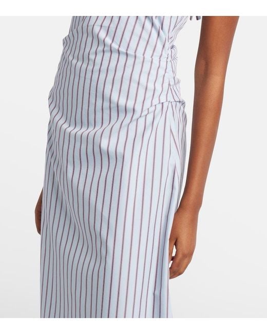 Sir White Pinstripe Cotton-Blend Maxi Dress