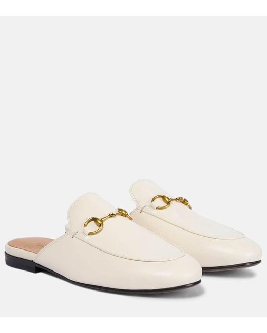Mocassins ouverts en cuir Princetown Gucci en coloris White
