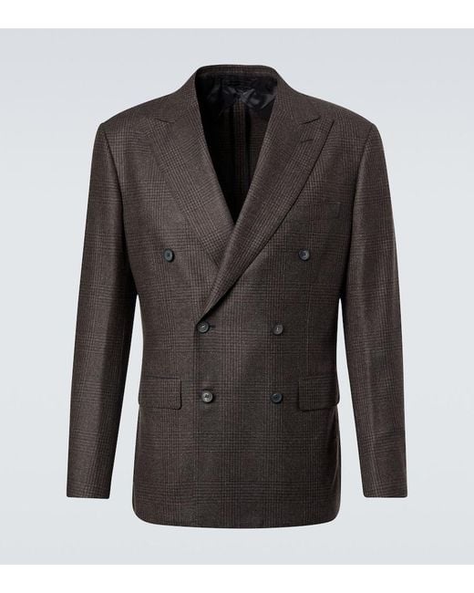 Brioni Black Prince Of Wales Check Wool Blazer for men