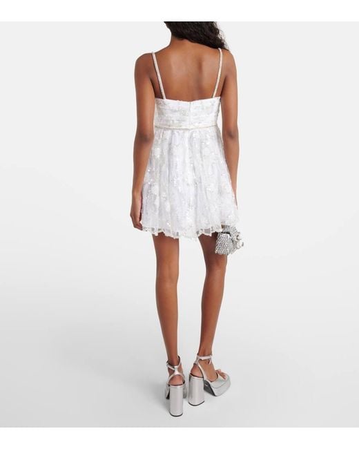 Self-Portrait White Sequined Bustier Minidress
