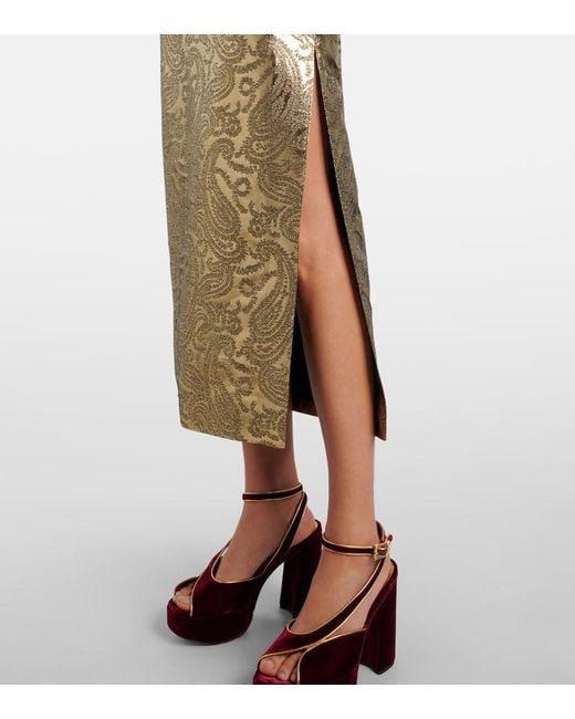 Etro Natural Paisley Brocade Midi Skirt