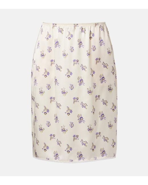 Dorothee Schumacher Natural Shiny Daydream Silk Satin Midi Skirt