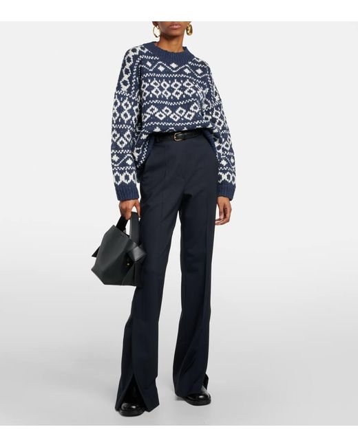 Vince Blue Fair Isle Wool-Blend Sweater