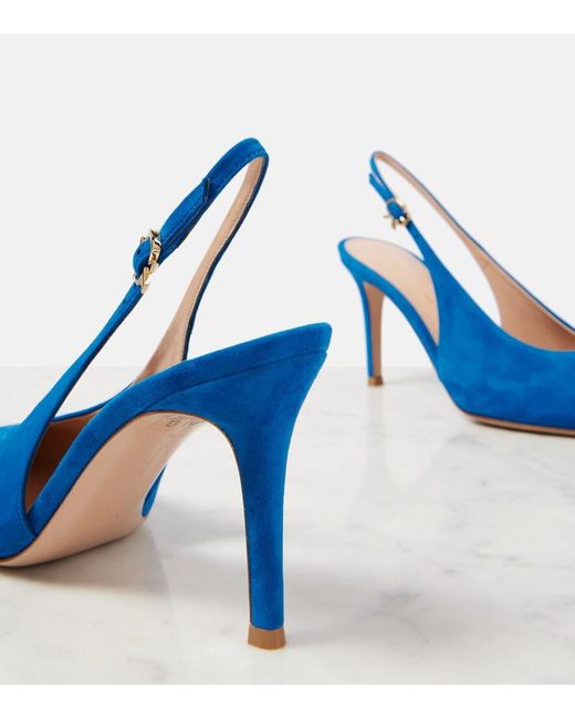 Gianvito Rossi Blue Robbie Suede Slingback Pumps
