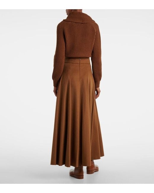 Max Mara Brown Camel Hair Maxi Skirt