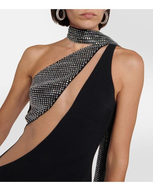 David Koma Blue Crystal-Embellished Scarf Gown