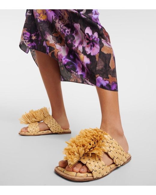 Dries Van Noten Metallic Raffia Espadrille Slides