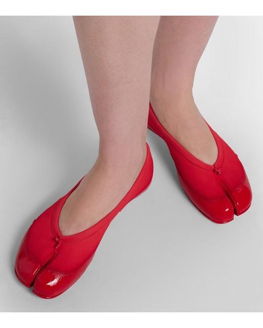 Maison Margiela Red Tabi Patent Leather Ballet Flats