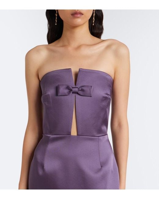 The New Arrivals Ilkyaz Ozel Purple Noa Scarf-Detail Satin Gown