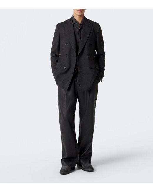 Magnanni Shoes Black Loda Suede Slip-On Shoes for men