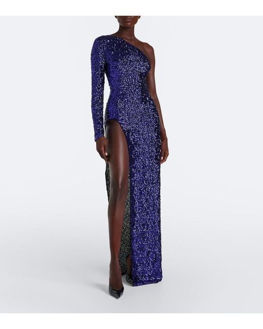 Gucci Purple Sequined One-Shoulder Silk Gown
