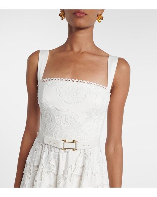 Rebecca Vallance White Ginger Floral Lace Midi Dress