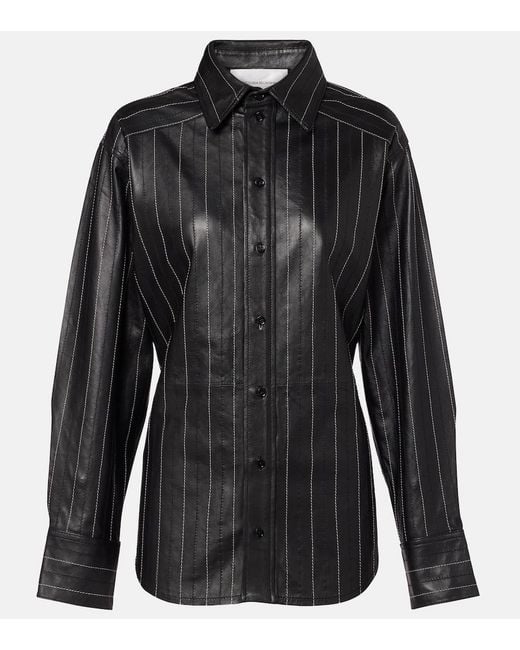 Victoria Beckham Black Belted Leather Jacket