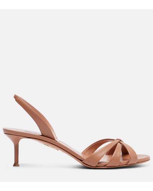 Aquazzura Pink Tati 50 Leather Sandals