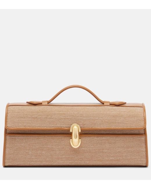 SAVETTE Brown Symmetry Slim Medium Canvas Top-Handle Bag