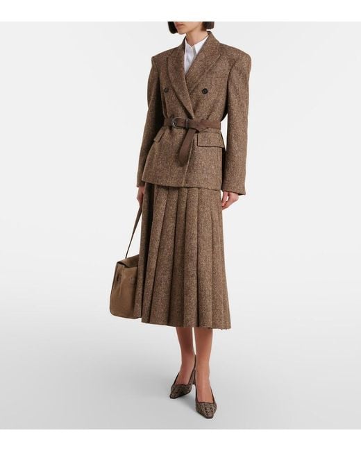 Brunello Cucinelli Brown Double-Breasted Wool-Blend Jacket