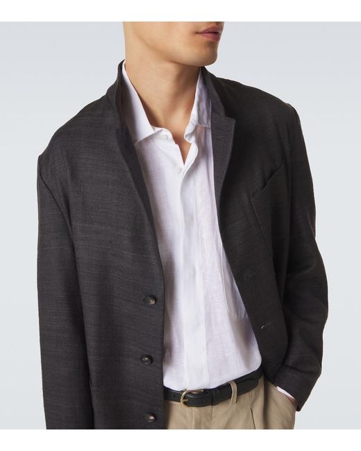 Saman Amel Black Nehru Silk Jacket for men