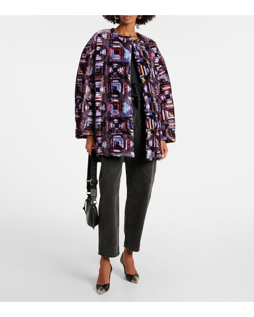 Isabel Marant Blue Doriane Printed Puffer Coat