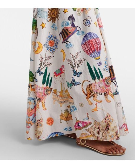 Camilla White Embellished Printed Cotton Maxi Dress