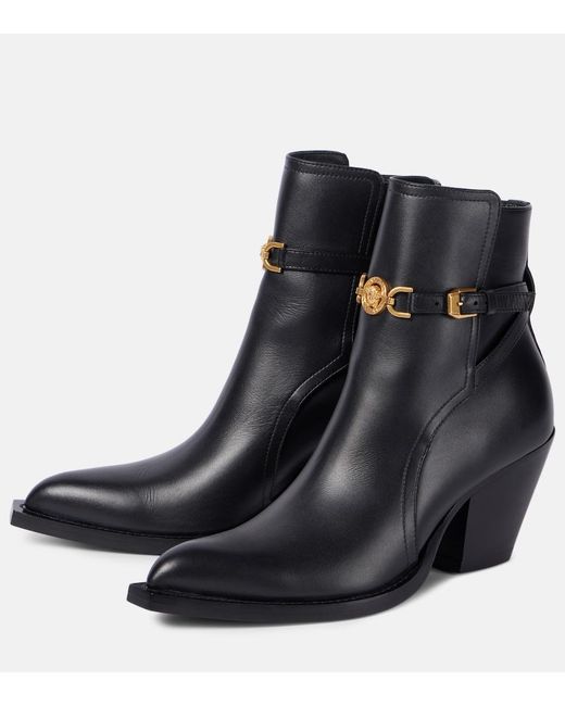Versace Black Medusa '95 Leather Ankle Boots