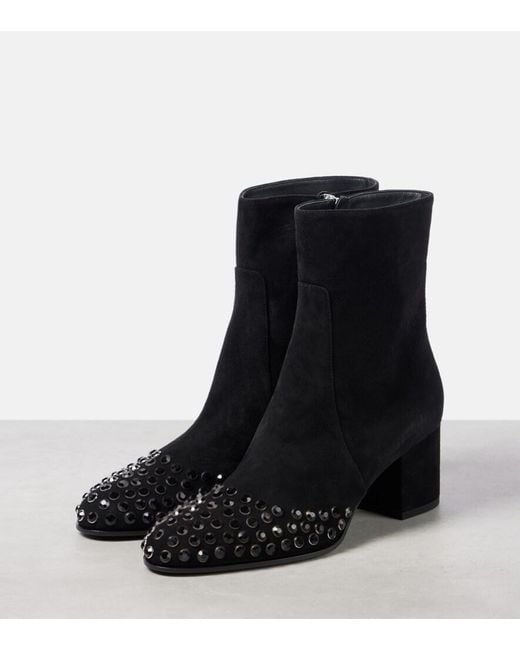 Alaïa Black Suede Ankle Boots With Studs