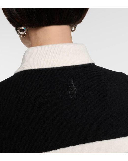 J.W. Anderson Black Striped Wool-blend Polo Sweater