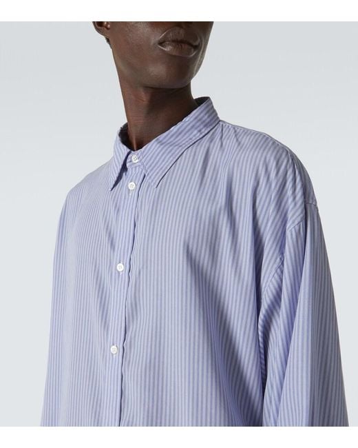 Balenciaga Blue Flowing Pinstripe Oversized Shirt for men