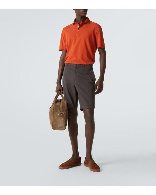 Fedeli Orange Pique Polo Shirt for men
