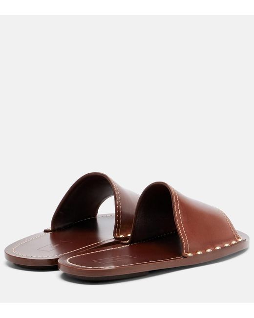 Totême  Brown Studded Leather Slides